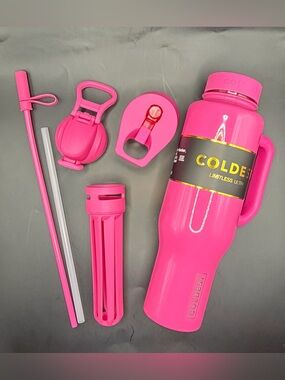 Coldest Limitless Glossy Pink Insulated Bottle with Interchangeable Lids 46oz